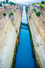Fototapeta na wymiar View of Corinth Canal with bridge, Greece