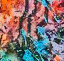 Grunge texture. Brush strokes. Close up oil paint on canvas. Dry brush. Simple textured pattern. Aged effect backdrop. Vintage retro style background. Hand drawn. Color palette.