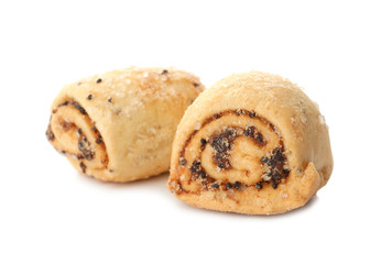 Freshly baked poppy seed cookies isolated on white