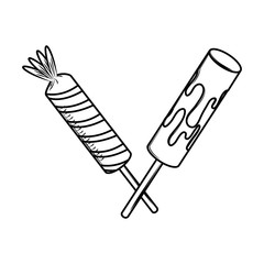 Lollipops crossed cartoons black and white