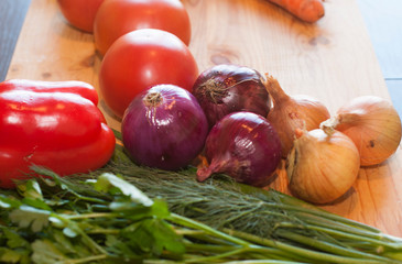 Assortment of fresh fruits and vegetables