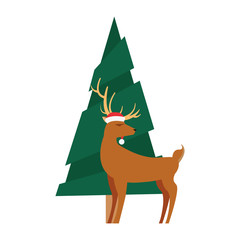 pine tree and reindeer christmas decoration
