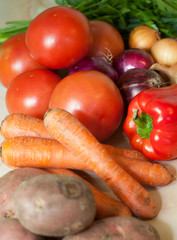 Assortment of fresh fruits and vegetables