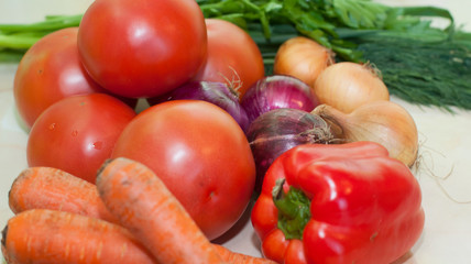 Assortment of fresh fruits and vegetables