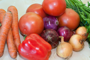 Assortment of fresh fruits and vegetables