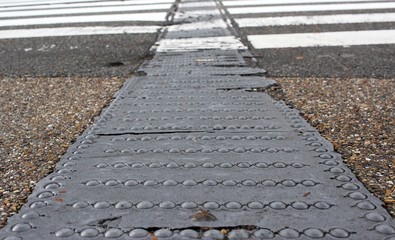 Tactile paving to assist the vision impaired in Kanazawa, Japan.