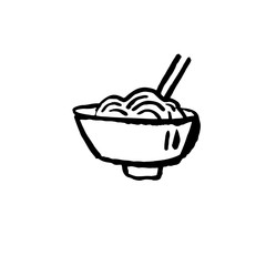 Noodles icon. Ggrunge ink brush vector illustration. Food flat illustration.