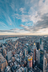 Fototapeta na wymiar View of buildings in Midtown Manhattan and the East River in New York City