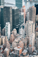 A bird's eye view of buildings in Midtown Manhattan, New York City