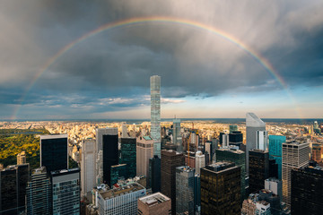 A rainbow over Midtown Manhattan, New York City