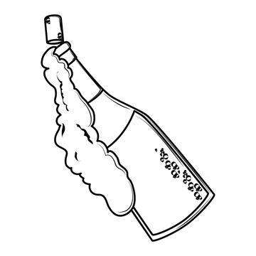 Champagne bottle open with foam