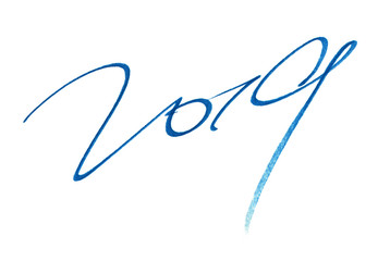 Decoration elements for New Year 2019 with handwriting