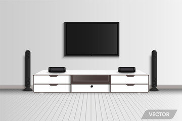 Living room interior design and decorative recreation stereo, Vector, Illustration