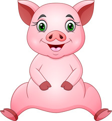 Cute pig cartoon sitting