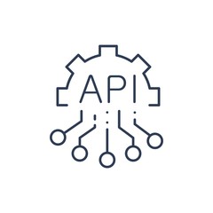 API, интерфейс прикладного программирования, значок векторной интеграции программного обеспечения.