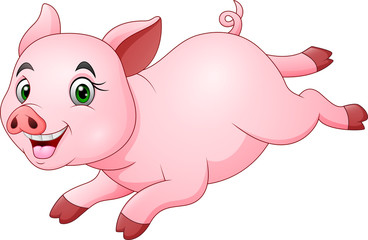 Cartoon happy pig running