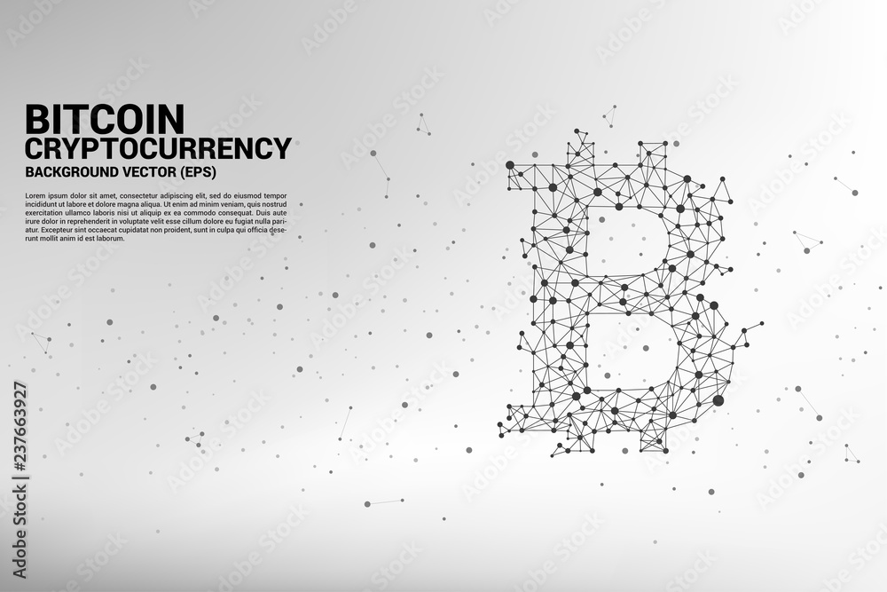 Poster Vector bitcoin icon from Polygon dot connect line. Concept for cryptocurrency technology and financial network connection.