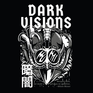 Dark VIsion Black and White Illustration