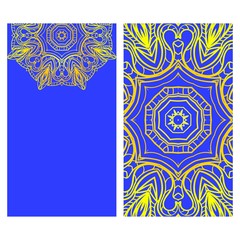 Cards or Invitations set with mandala ornament. Vector illustration. For wedding, bridal, Valentine's day, greeting card invitation.