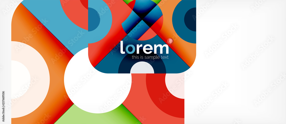 Wall mural geometric colorful shapes composition abstract background. minimal dynamic design