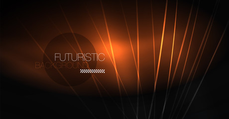 Digital technology abstract background - neon geometric design. Abstract glowing lines. Colorful techno background. Futuristic shape.