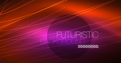 Neon glowing magic background, neon banner, night sky wallpaper. Magic light effect. Christmas abstract pattern.