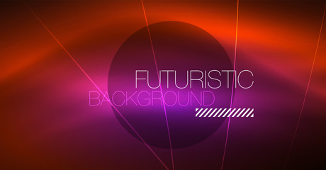 Neon glowing magic background, neon banner, night sky wallpaper. Magic light effect. Christmas abstract pattern.