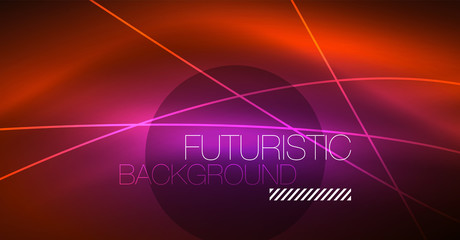 Neon glowing magic background, neon banner, night sky wallpaper. Magic light effect. Christmas abstract pattern.