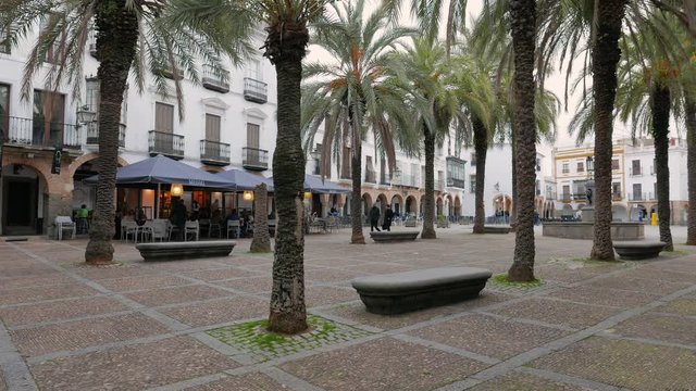 ZAFRA, BADAJOZ, SPAIN  people in the Square Great (Plaza Grande)  