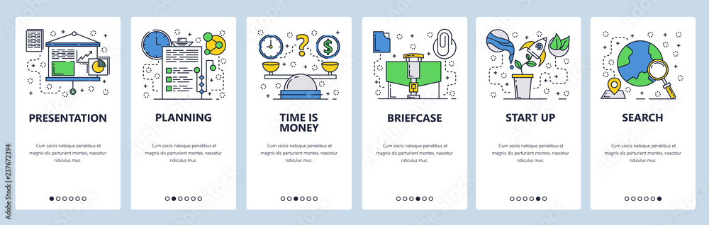 Canvas Prints web site onboarding screens. business presentation and planing. time is money concept. menu vector b