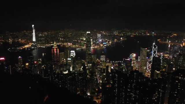 Night aerial from highest point in Hong Kong