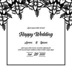 Wedding ornament concept with flowers vector art