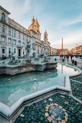 Fototapeta na wymiar Fontana del Moro and Sant'Agnese in Agone, at Piazza Navona, in Rome, Italy.