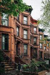 Fototapeta na wymiar Brownstones in Park Slope, Brooklyn, New York City
