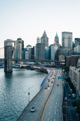 View of FDR Drive and the Financial District, from the Manhattan Bridge in New York City