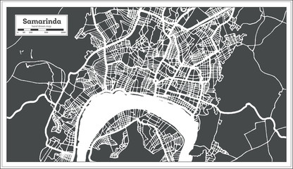 Naklejka premium Samarinda Indonesia City Map in Retro Style. Outline Map.