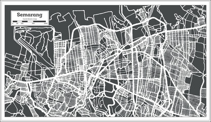 Semarang  Indonesia City Map in Retro Style. Outline Map.