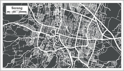 Serang Indonesia City Map in Retro Style. Outline Map.