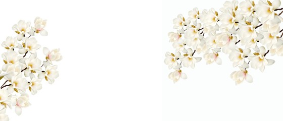 Beautiful magnolia flower on white background.