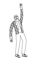 Happy young man black and white