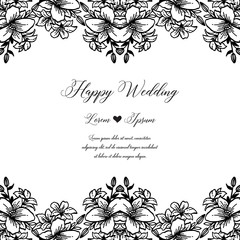 Vintage wedding invitation with flowers hand draw vector