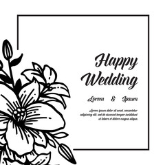 Vintage wedding invitation with flowers hand draw vector