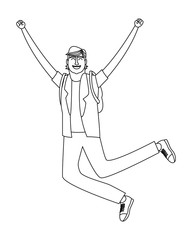 Fototapeta premium Happy young man black and white