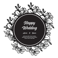 Vintage wedding invitation with flowers hand draw vector