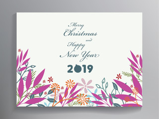 Christmas card template with floral ornament