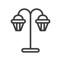 Lantern or lamp vector icon, line style editable stroke