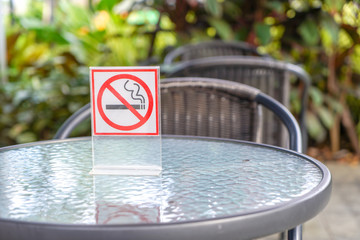 No smoking sign in a cafe and the park