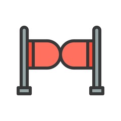 Entrance barrier vector icon, filled outline style editable stroke