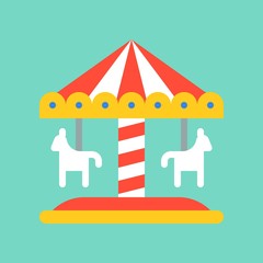 Merry go round vector icon, amusement park related flat style