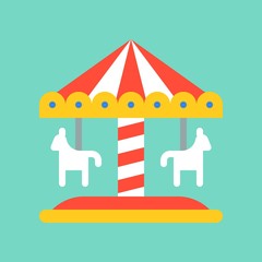 Obraz premium Merry go round vector icon, amusement park related flat style